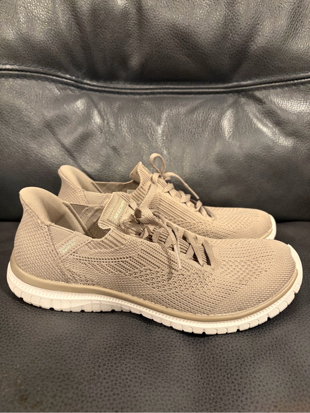 Skechers Women's Knit Slip-On Sneakers in Taupe